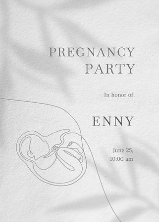 Pregnancy Party Announcement with Baby in Belly Invitation Design Template