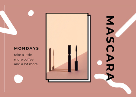 Designvorlage Black Mascara Tube With Citation In Pink für Postcard 5x7in