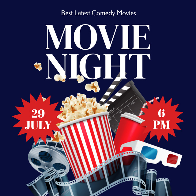 Movie Night with Comedy  Instagram tervezősablon