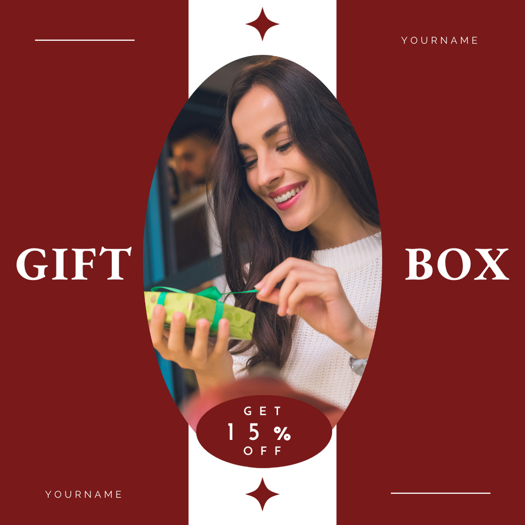 Gift Box for Woman Red Instagram Design Template