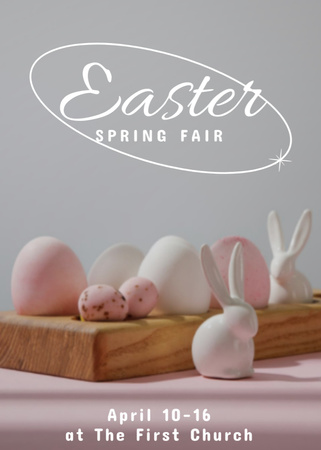 Celebração do feriado de Páscoa com ovos fofos e coelhinhos Flayer Modelo de Design