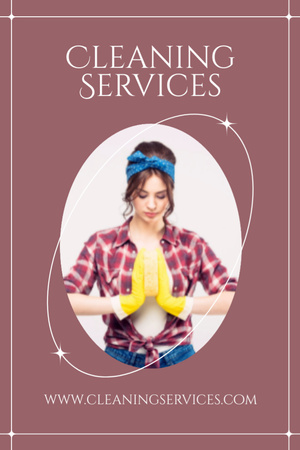 Designvorlage Cleaning Services Offer with Woman in Yellow Gloves für Flyer 4x6in