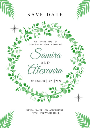 Wedding Celebration Announcement with Twigs Poster A3 Design Template