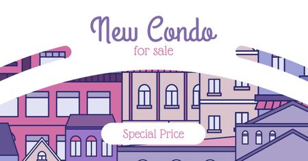 Real Estate offer with City illustration Facebook AD tervezősablon