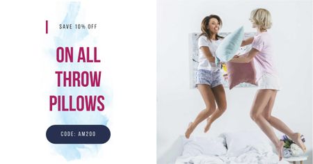 Ontwerpsjabloon van Facebook AD van Girls jumping on bed