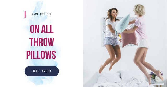 Girls jumping on bed Facebook AD – шаблон для дизайна