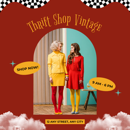 Fairy tale vintage thrift shop red Instagram AD – шаблон для дизайну