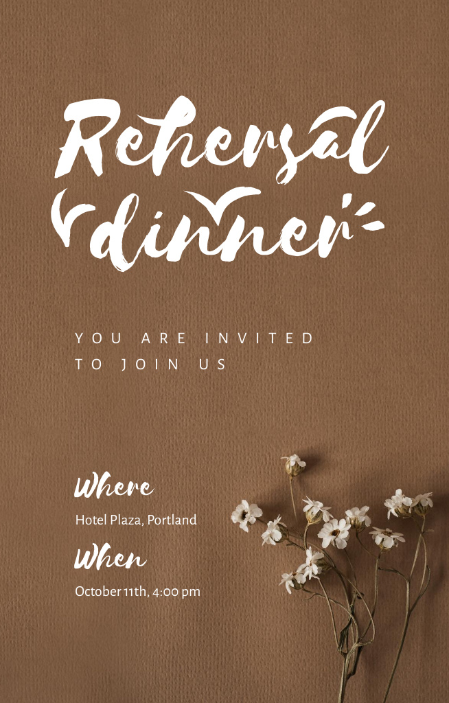 Rehearsal Dinner Announcement With Tender Field Flowers Invitation 4.6x7.2inデザインテンプレート