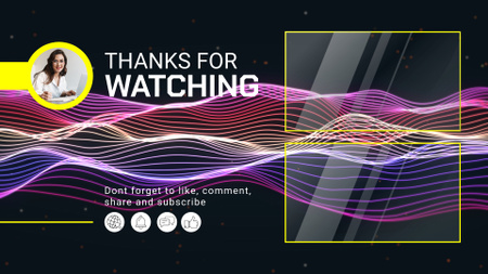 Plantilla de diseño de Thanks for Watching with Bright Waves YouTube outro 