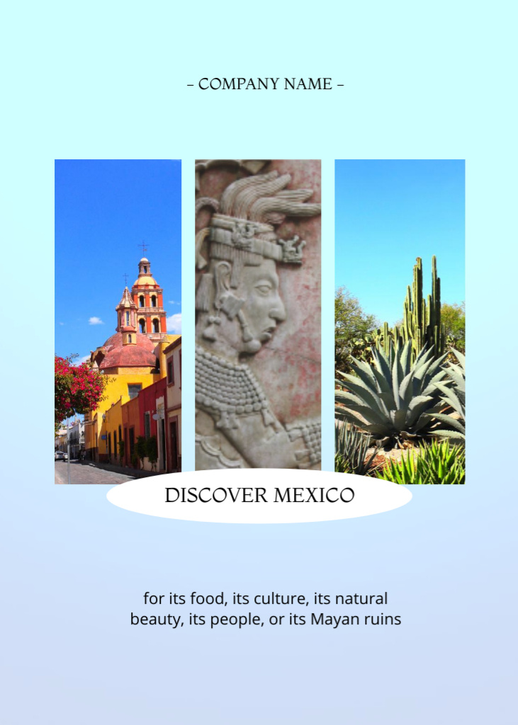 Designvorlage Mexico Travel Tour Offer With Sightseeing für Postcard 5x7in Vertical