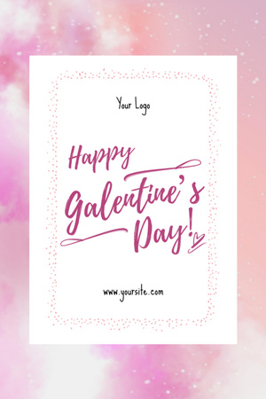 Galentine's Day Holiday Greeting in Pink Frame Postcard 4x6in Vertical Design Template