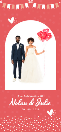 Designvorlage Afroamerikanische Jungvermählten mit Luftballons laden zur Hochzeit ein für Snapchat Moment Filter