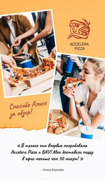 Designvorlage Restaurant Review People Eating Pizza für Instagram Story