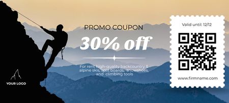Climbing Gear Sale Offer Coupon 3.75x8.25in Design Template