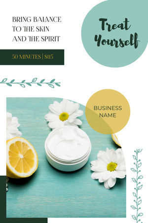 Cream Jar with Chamomiles for Spa Salon Ad Tumblr Πρότυπο σχεδίασης
