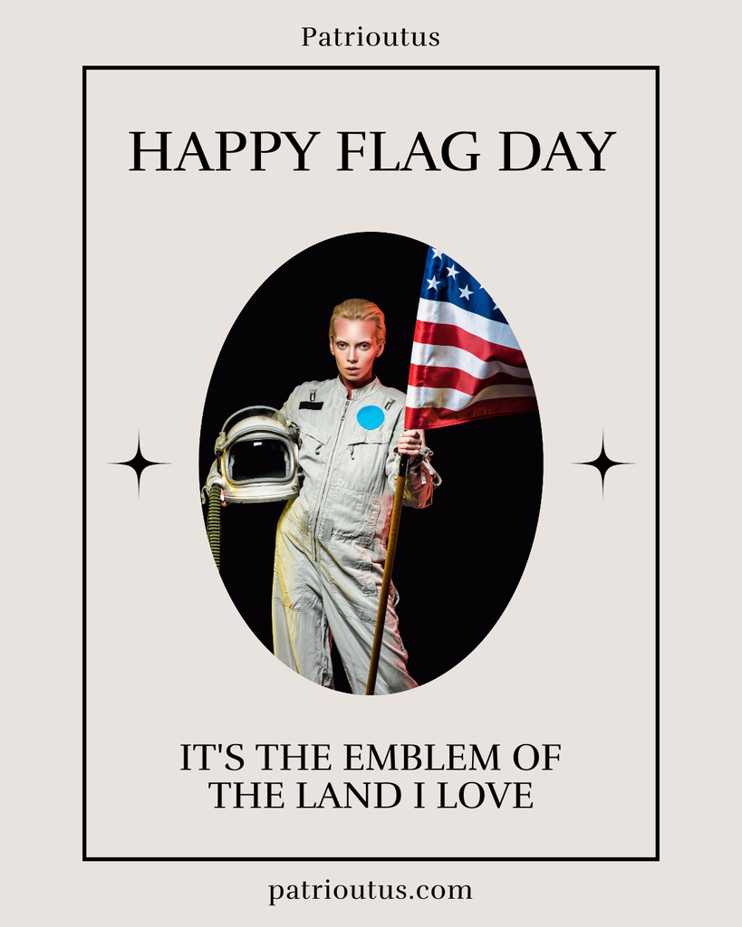 USA Flag Day Celebration with Woman in Spacesuit Poster 16x20inデザインテンプレート
