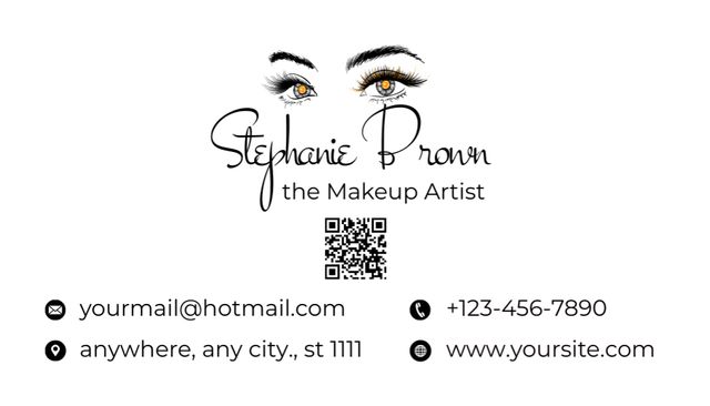 Brow Artist Offer with Female Eyes Illustration Business Card US Design Template