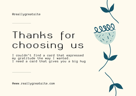 Thanks For Choosing Us Letter with Plant Sprigs Card Design Template