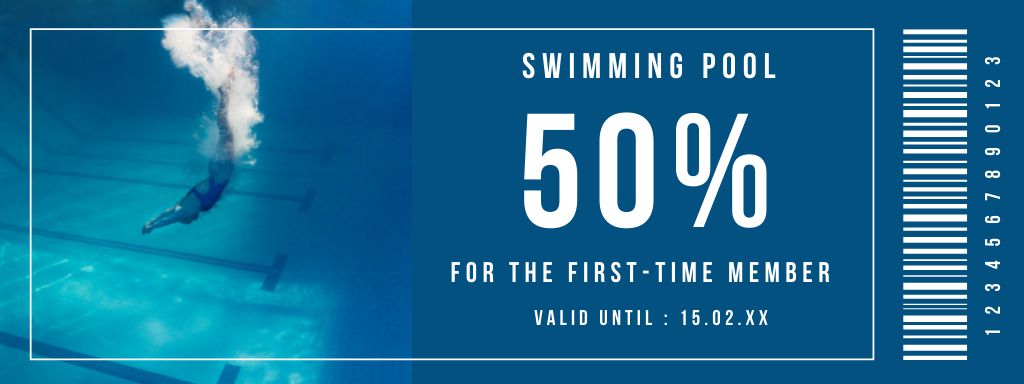 Plantilla de diseño de Discount for Swimming Pool Membership on Blue Coupon 