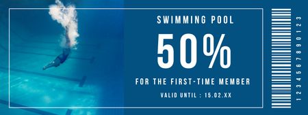 Discount for Swimming Pool Membership on Blue Coupon Design Template