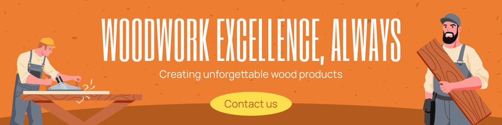 Plantilla de diseño de Woodwork Services with Illustration of Craftsmen Twitter 