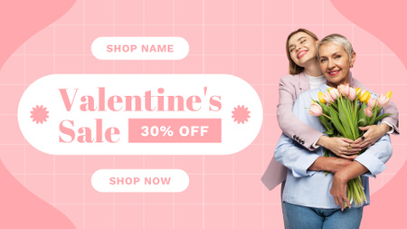 Valentine's Day Sale with Women with Tulips FB event cover Design Template