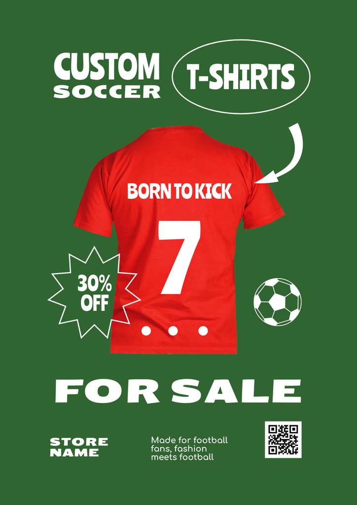 Soccer T-Shirts Sale Offer Poster Design Template