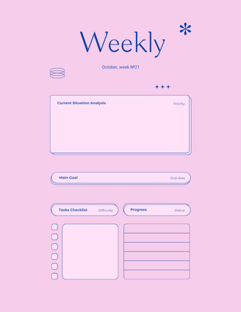 План бюджета на неделю в розовом цвете Notepad 8.5x11in – шаблон для дизайна