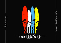 Surf Equipment Offer with Illustration of Surfboards