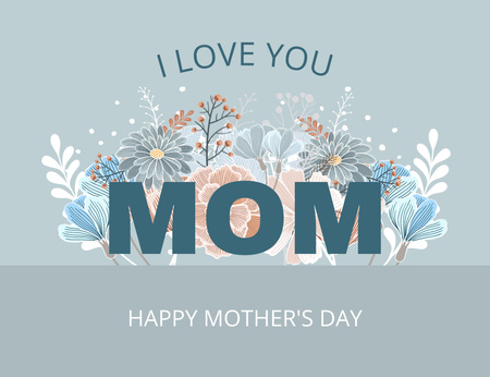 Modèle de visuel Salutation de la fête des mères avec de belles fleurs sur vert - Thank You Card 5.5x4in Horizontal
