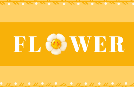 Flower Shop Loyalty Program on Yellow Business Card 85x55mm Design Template