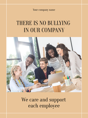 Awareness of Stopping Bullying at Workplace And Company Caring About Employee Poster US Design Template