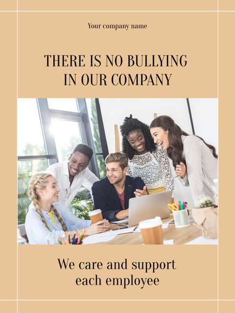 Awareness of Stopping Bullying at Workplace And Company Caring About Employee Poster USデザインテンプレート