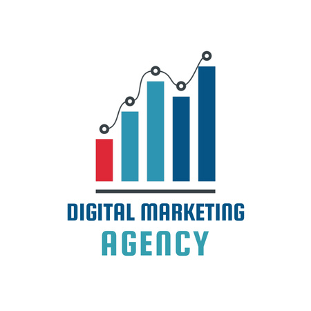 Digital Marketing Agency Emblem on White Animated Logo Design Template