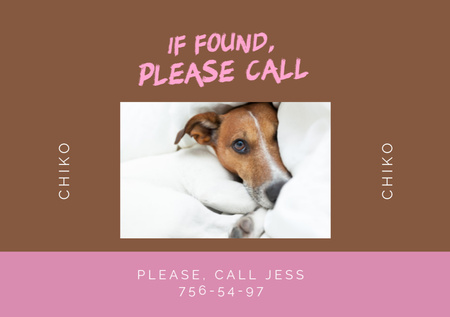 Info about Lost Dog with Jack Russell Puppy Flyer A5 Horizontal Šablona návrhu