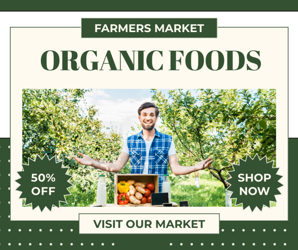 Discount at Farm Shop with Organic Products Facebook Šablona návrhu