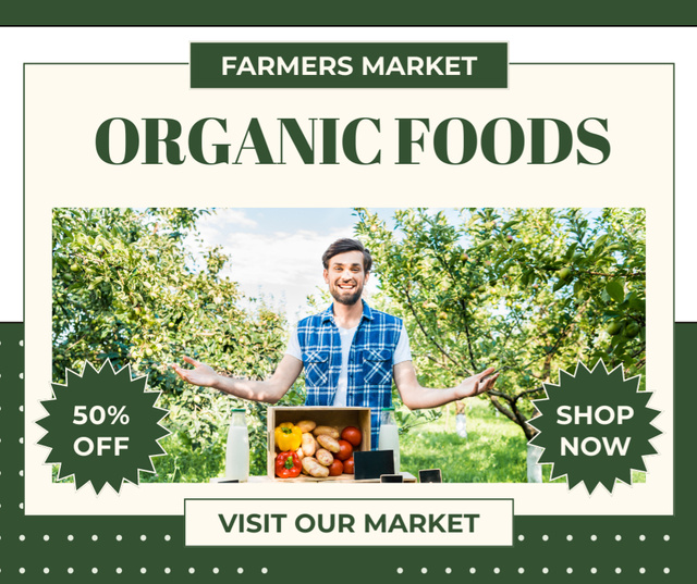 Discount at Farm Shop with Organic Products Facebook Design Template