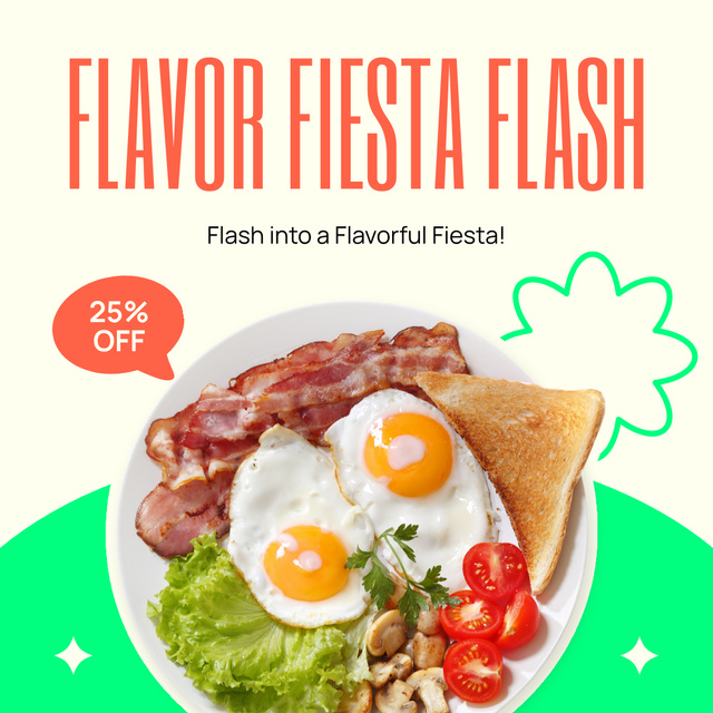 Discounts at Fast Casual Restaurant with Tasty Dish Instagram AD Design Template