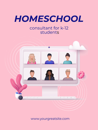 Intensive Online Home Education Poster US Design Template