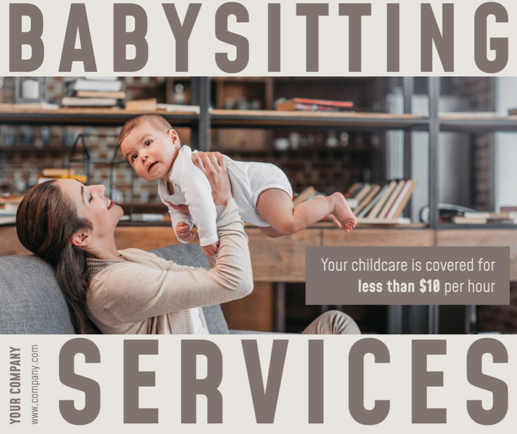 Professional Babysitting Service Ad Facebook Šablona návrhu