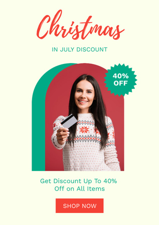 Template di design July Christmas Discount Announcement Flyer A5