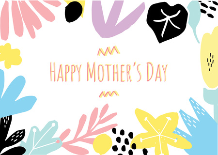 Szablon projektu Happy Mother's Day Greeting in Colourful Floral Frame Postcard