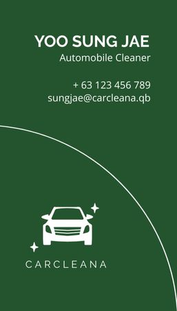 Automobile Cleaner Services on Green Business Card US Vertical Design Template