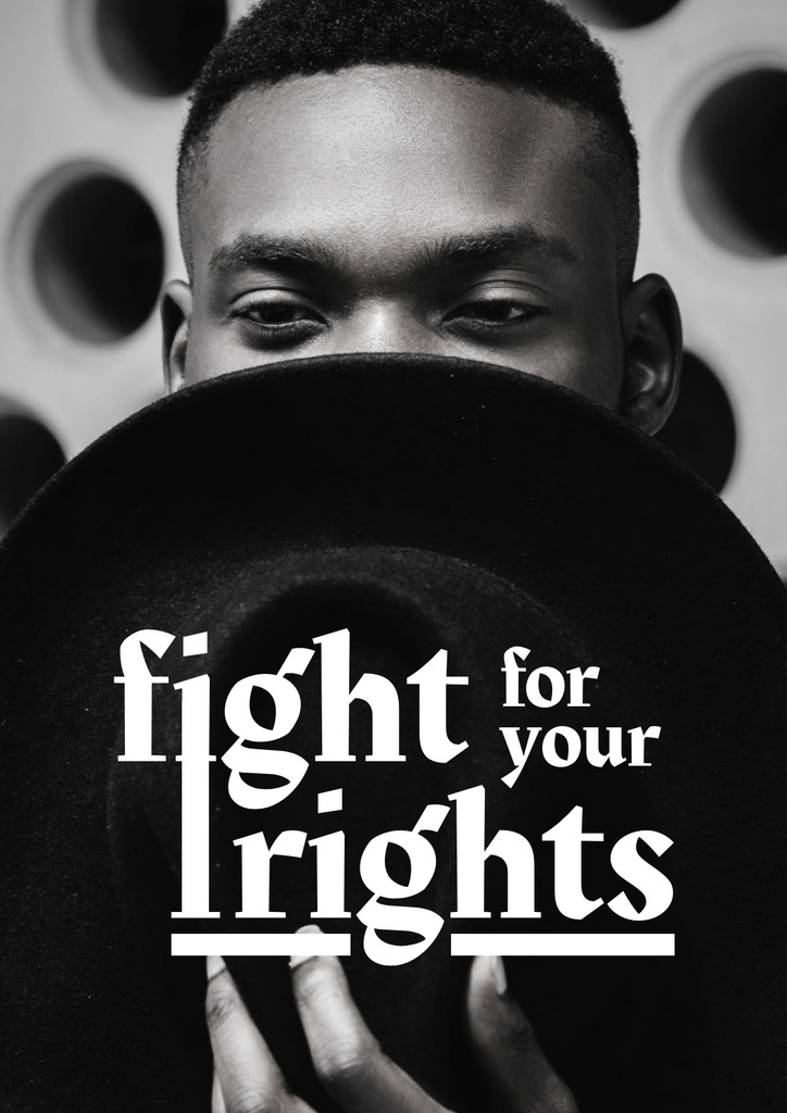 Fight for Rights Slogan on Black and White Poster tervezősablon