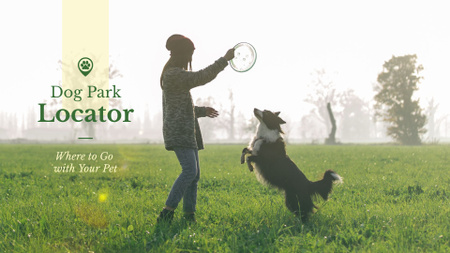 Owner playing with Dog Presentation Wide Design Template