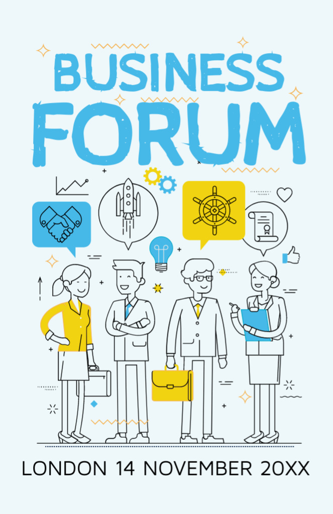 Autumnal Business Forum Announcement With Colleagues Invitation 5.5x8.5in – шаблон для дизайна