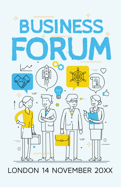 Autumnal Business Forum Announcement With Colleagues Invitation 5.5x8.5in – шаблон для дизайна