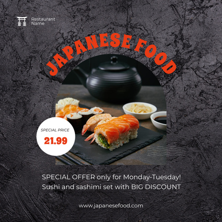 Oferta de Sushi em Restaurante Japonês Instagram Modelo de Design