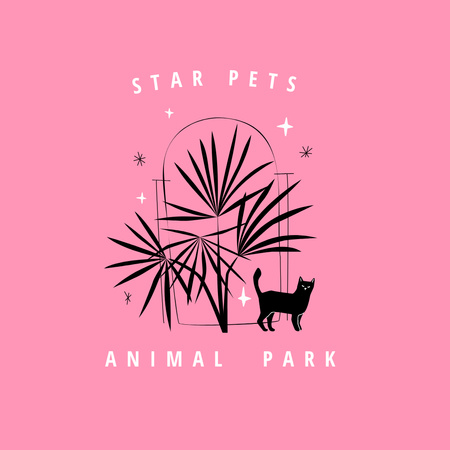 Animal Park Ad with Cat Logo Design Template