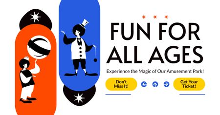 Professional Clowns And Fun In Amusement Park Facebook AD Design Template